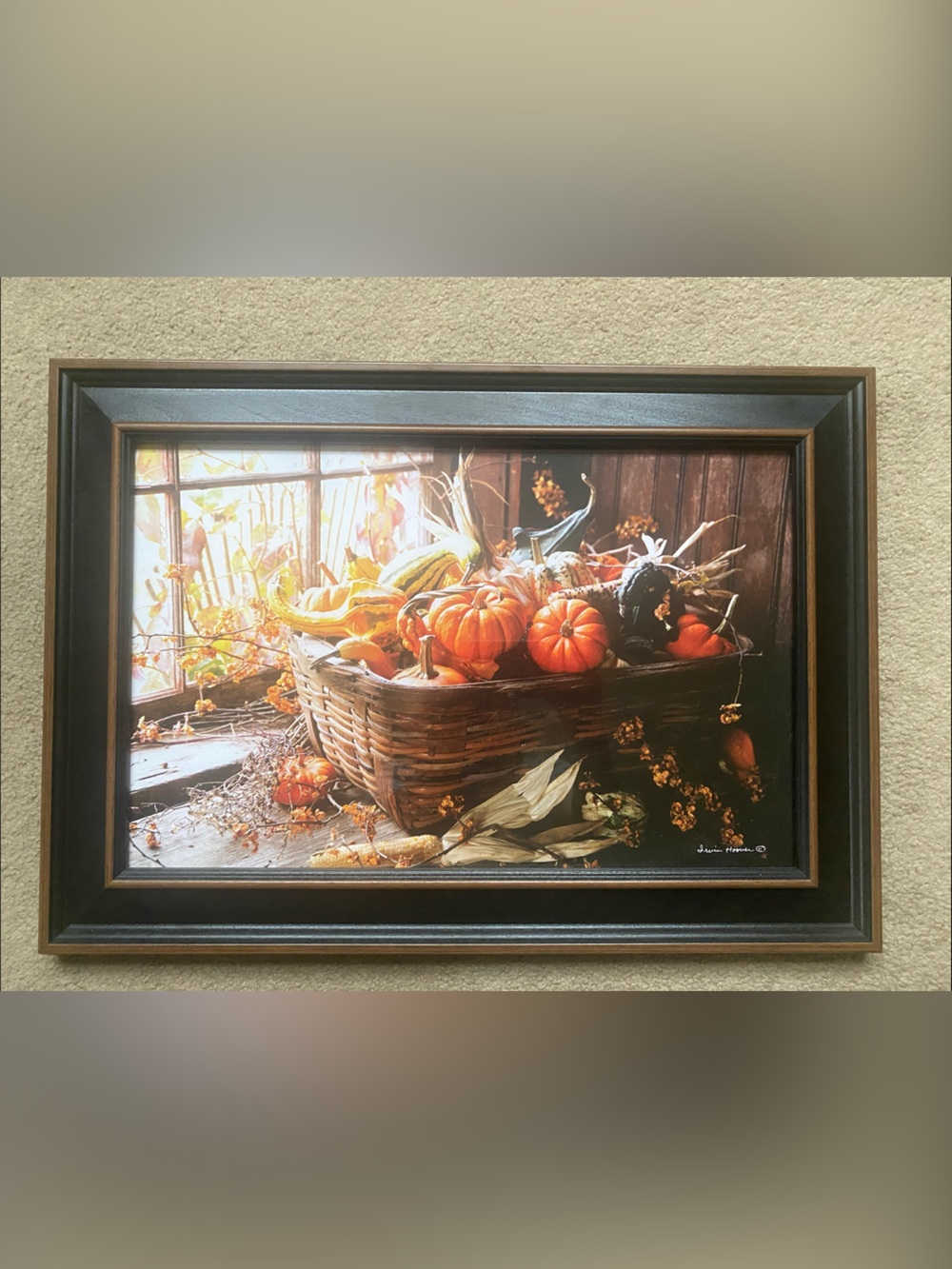Cross Roads Original Design Autumn Harvest Basket Wall Art - Pumpkin Still Life